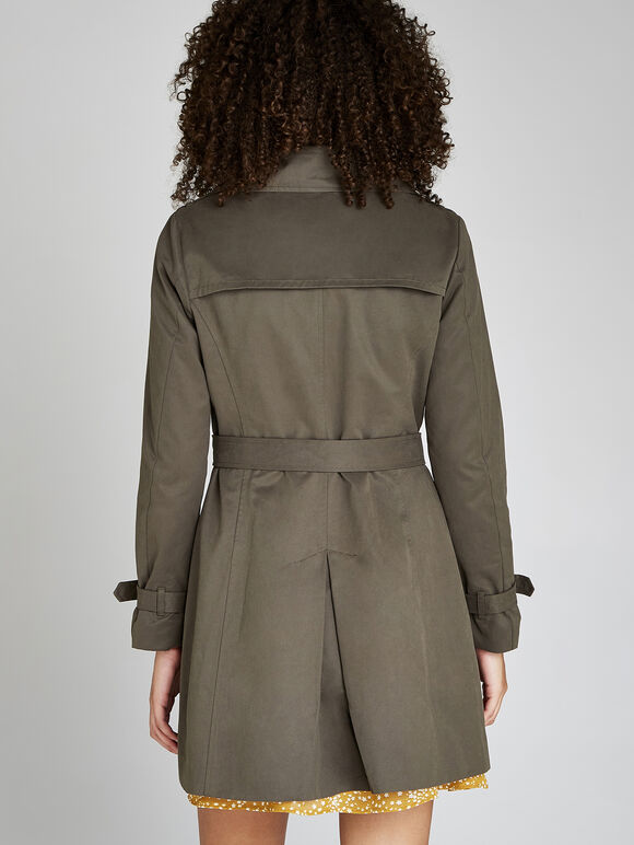 Khaki Classic Tie Waist Trench Coat, Khaki, large