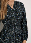 Ditsy Floral Crepe Midi Dress, Navy, large