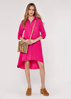 High-Low Hem Shirt Mini Dress, Pink, large