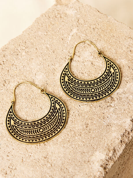 Gold Engraved Earrings