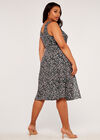Curve Floral Pleat Slits Midi Dress, Green, large