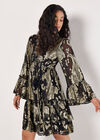 Gold Foil Paisley Mini Dress, Black, large