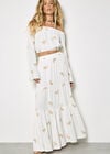 Paisley Embroidered Tiered Maxi Skirt, Cream, large