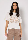 Free Spirit Embroidered Butterfly T-Shirt, Cream, large