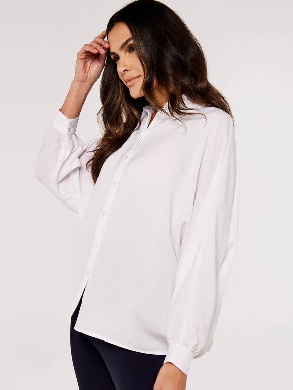 Oversized Batwing Shirt, Cream, large