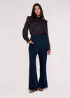 Animal Print Chiffon Top, Navy, large