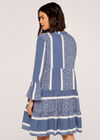 Geometric V-Neck Tiered Dress, Blue, large