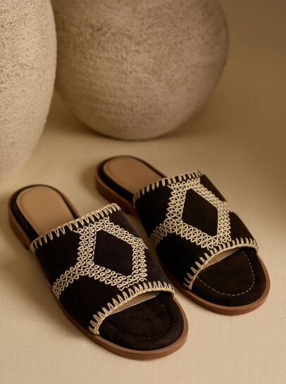 Suede Raffia Sandals