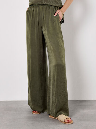 Textured Satin Wide Leg Trousers