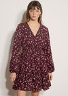 Floral Wrap Mini Dress, Burgundy, large