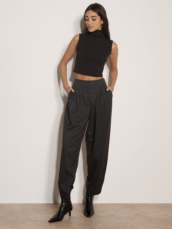 Jersey Crop Tank Top, Black, large