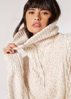 Chunky Cable Knit Zip Neck Jumper, Stone, large