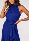 Halter Neck Ruffle Midi Dress, Blue, large