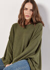 Soft-Touch Oversized Waffle Knit Top, Khaki, large
