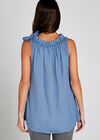 Frill Neck Tencel Top, Blue, large