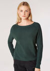 Waffle Knit Aran Jumper, Green, large