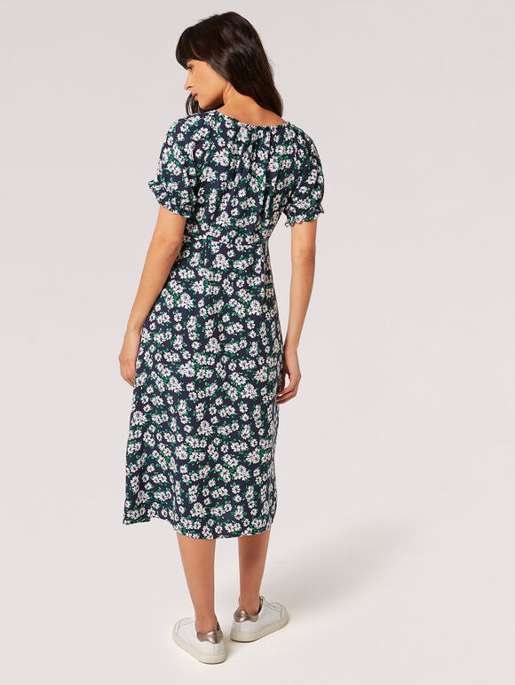 Daisy Floral Midi Dress, Navy, large