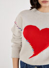Colourful Stitch Heart Jumper, Stone, large