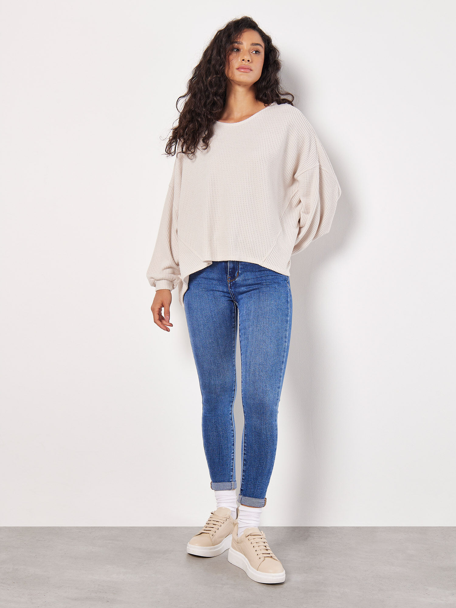 Soft-Touch Oversized Waffle Knit Top | Apricot Clothing