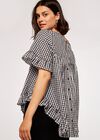 Gingham Ruffle Top, Black, large