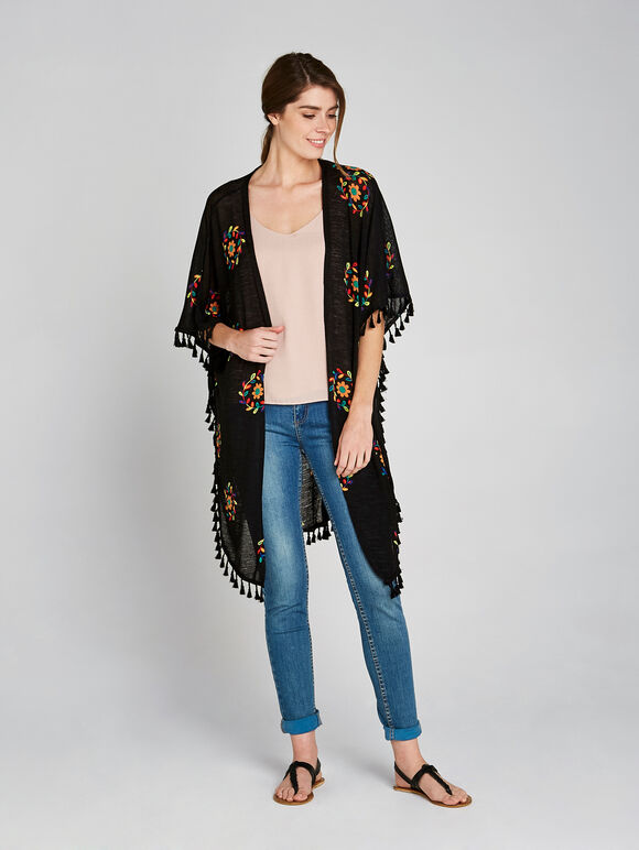 Black Daisy Leaf Chain Cover Up, Black, large