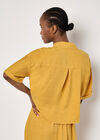 Open Collar Cropped Shirt, Mustard, large