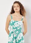 Floral Silhouette Wide-Leg Jumpsuit, Aqua - Turquoise, large