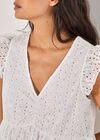 Cotton Broderie Ruffle Shoulder Top, White, large