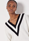 V-Neck Cricket Jumper, White, large