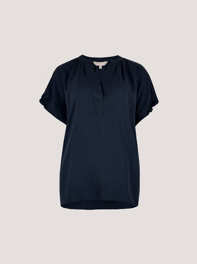 Ruffle Sleeve Woven T-Shirt