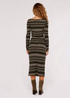 Chevron Knit Bodycon Midi Dress, Khaki, large