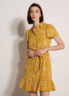 Scattered Squares Shirt Mini Dress, Mustard, large