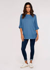 Waffle Knit Top, Blue, large