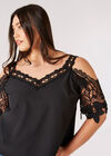 Curve Lace Cold Shoulder Top, Black, large