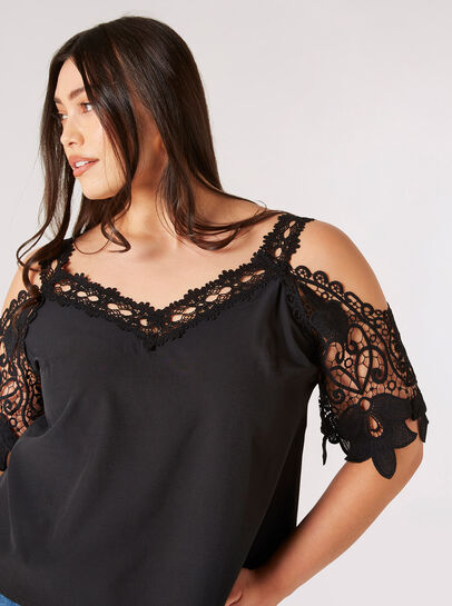 Curve Lace Cold Shoulder Top