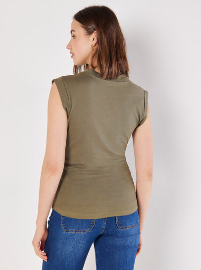 Cotton Jersey Side Ruched T-Shirt