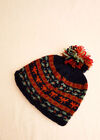 Hand-Knitted Stripe Beanie Hat, Navy, large
