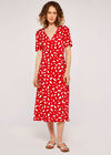 Falling Leaves Wrap Dress, Red, large