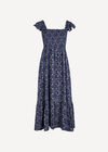 Folk Floral Metallic Midi Dress, Navy, large