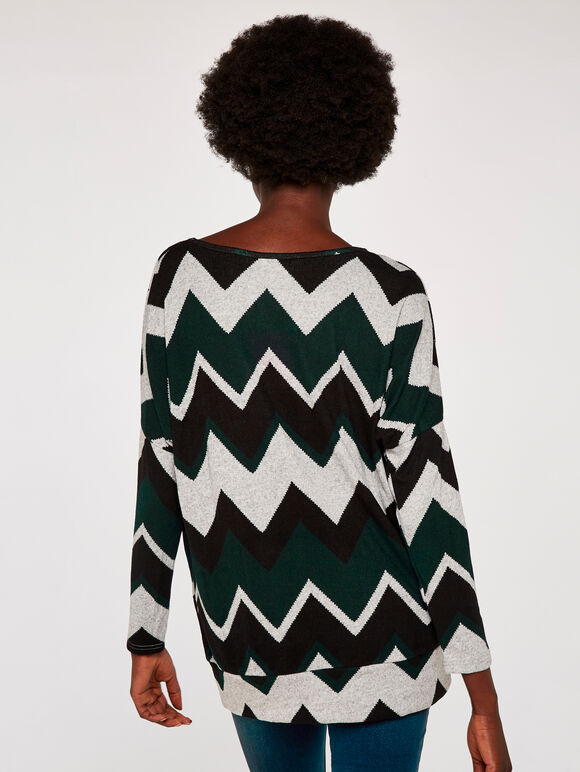 Chevron Oversized Top, Green, large