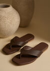 Leather Flip Flops, Brown, large