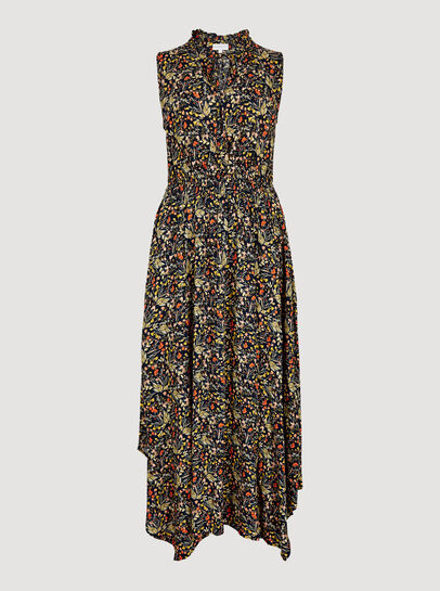 Floral Hanky Hem Midi Dress