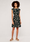 Floral Animal Tie Front Dress, Green, large
