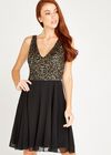 Sequin Top Swing Dress, Black, large