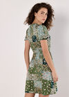 Ditsy Patchwork Milkmaid Mini Dress, Green, large