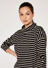 Cowl Neck Stripe Top, Black, large