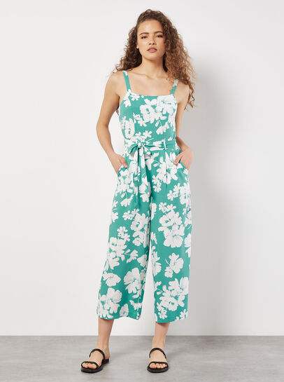 Floral Silhouette Wide-Leg Jumpsuit