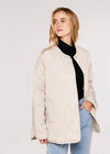 Collarless Quilted Jacket, Stone, large