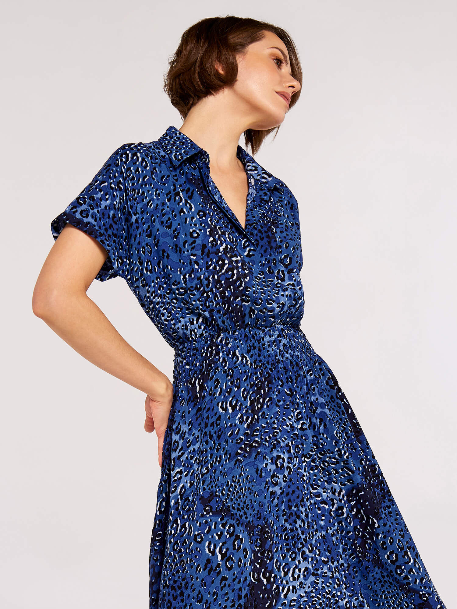 Leopard Print Shirt Midi Dress