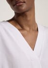 Pleated V-Neck Blouse, White, large